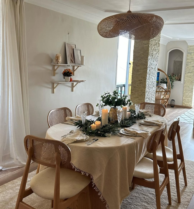 مفرش سفره كتان 7قطع 