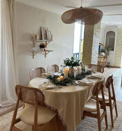 مفرش سفره كتان 7قطع 