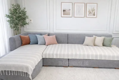 مفرش ركنه جراي مقلم 