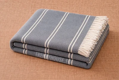 مفرش ركنه جراي غامق مقلم 