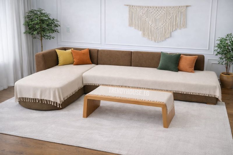 طقم مفرش ركنه*كوفى تيبل أوف وايت