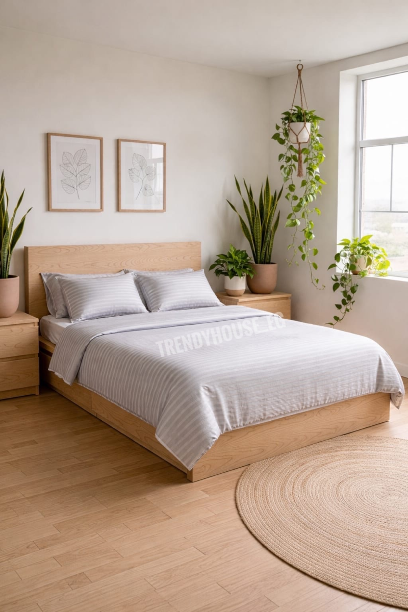 طقم ملايه سرير سترايب رمادي فاتح 